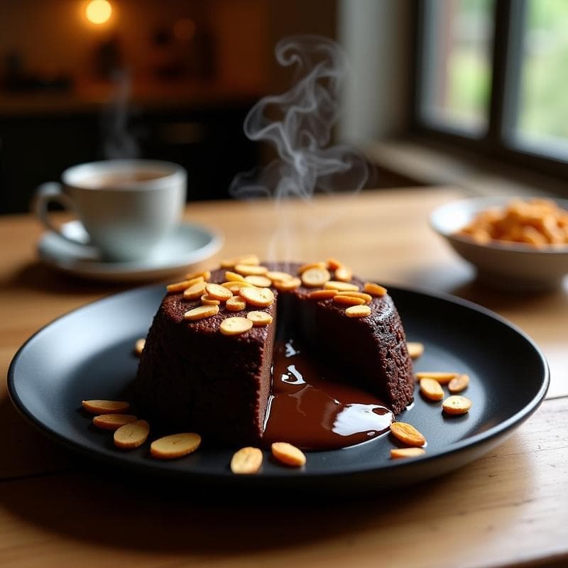 Bomba de Chocolate y Café con Crujiente de Almendras: Postre Keto en Microondas