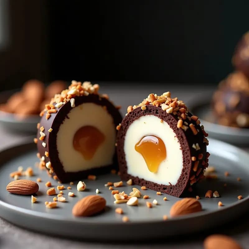 Bomba de Chocolate con Relleno de Queso Crema y Caramelo de Dátiles: Postre Keto Sin Horno