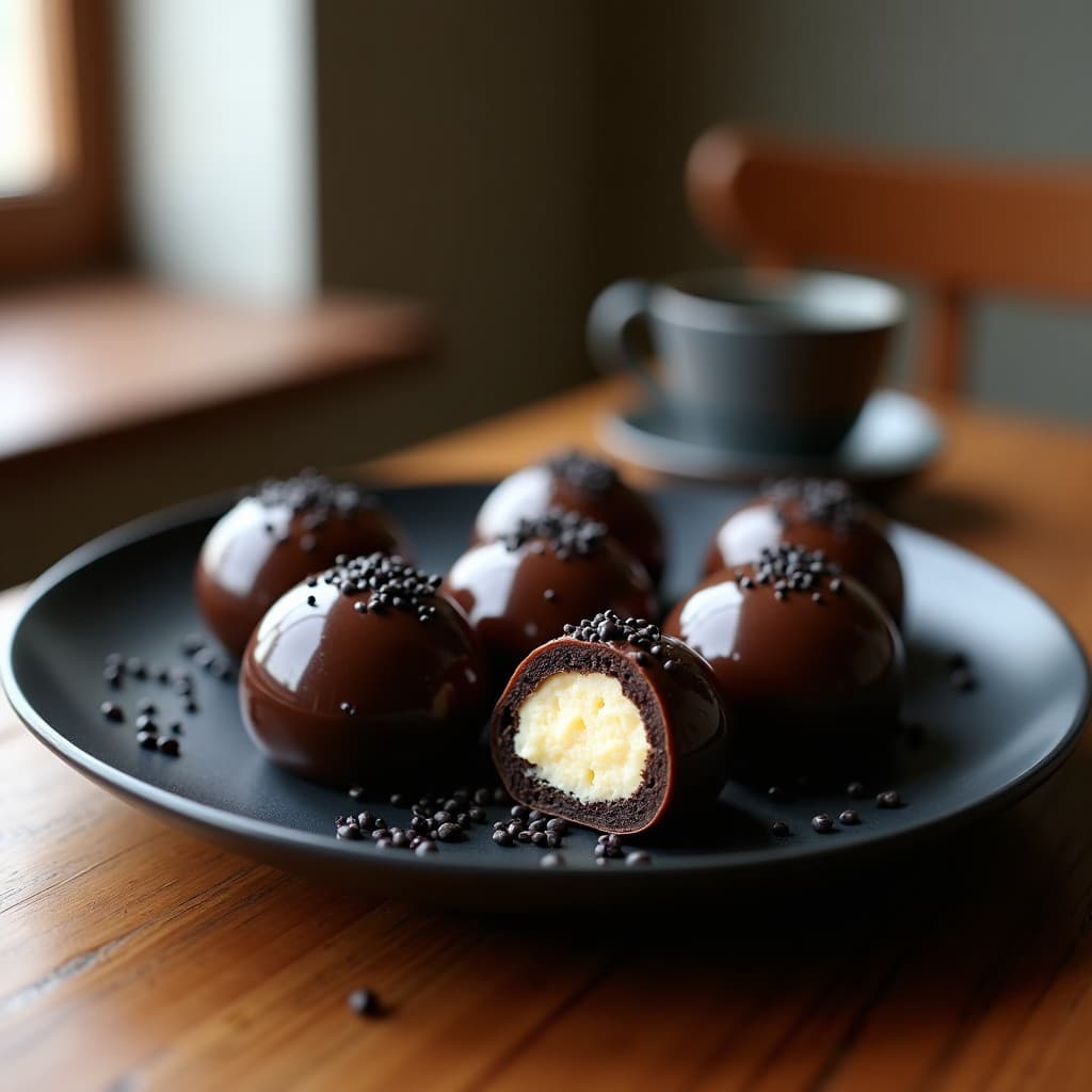 Bomba de Chocolate y Wasabi con Corazón de Sésamo: Postre Japonés Keto en 4 Ingredientes