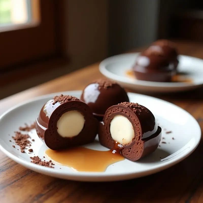 Bombones de Chocolate Rellenos de Nutella Líquida y Helado de Vainilla: El Postre que se Deshace en la Boca