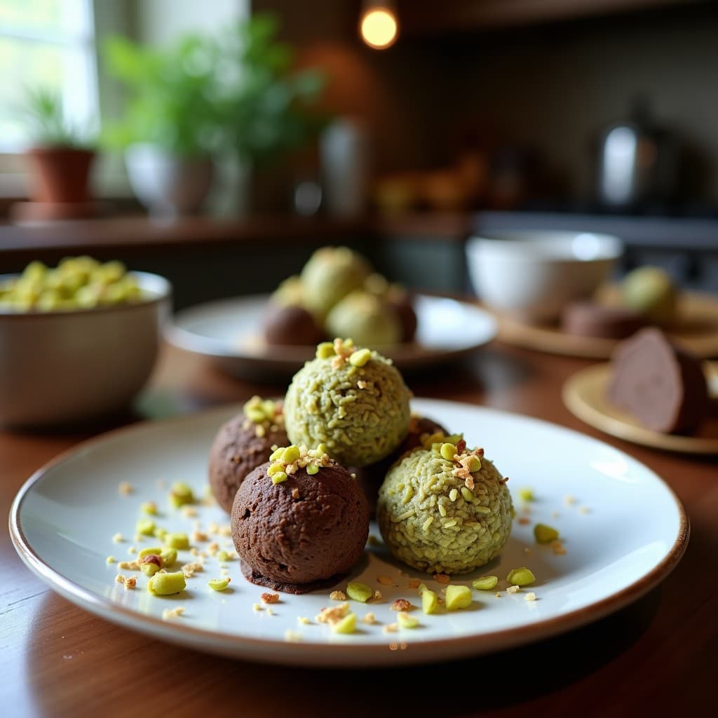 Bombones de Coco y Pistacho con Cobertura de Chocolate 85%: Postre Keto y Sin Azúcar