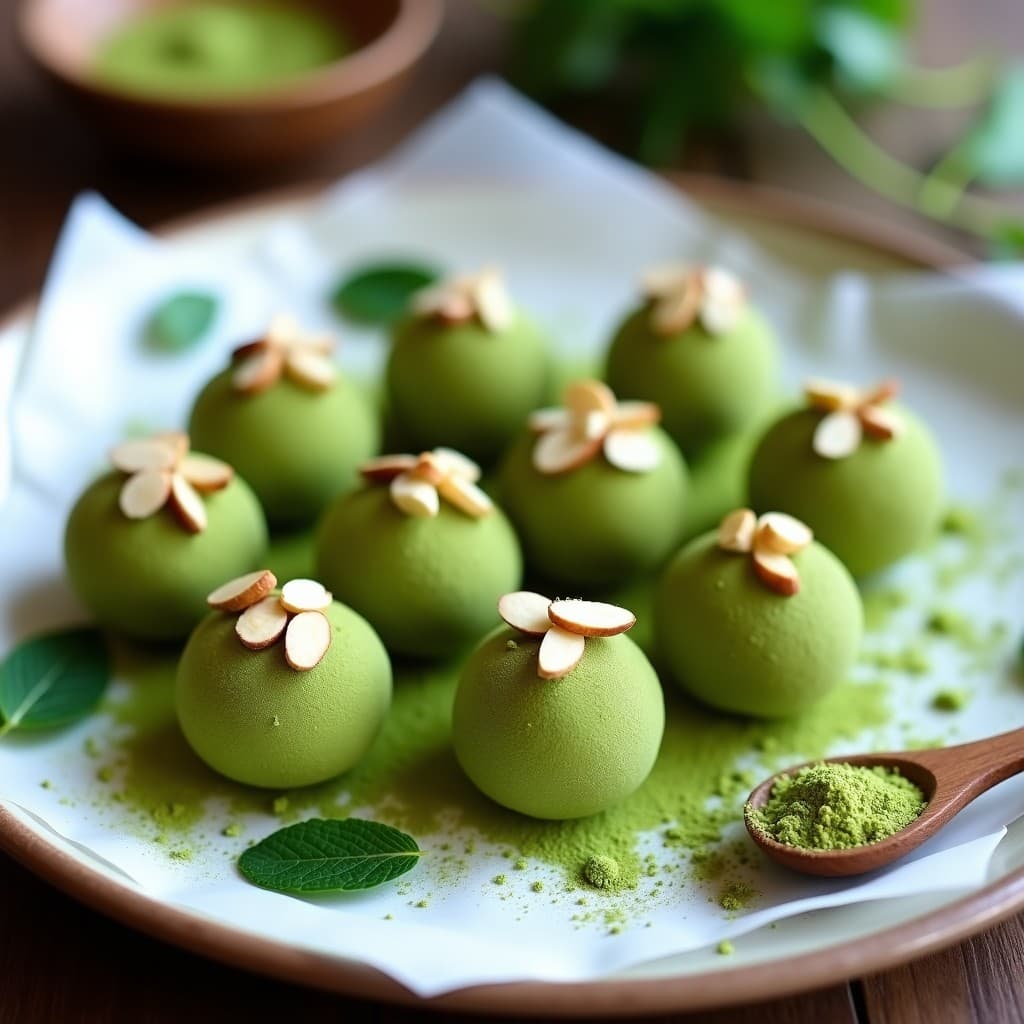 Bombones de Dátiles y Café con Cubierta de Matcha: Postre Crudivegano en 12 Minutos