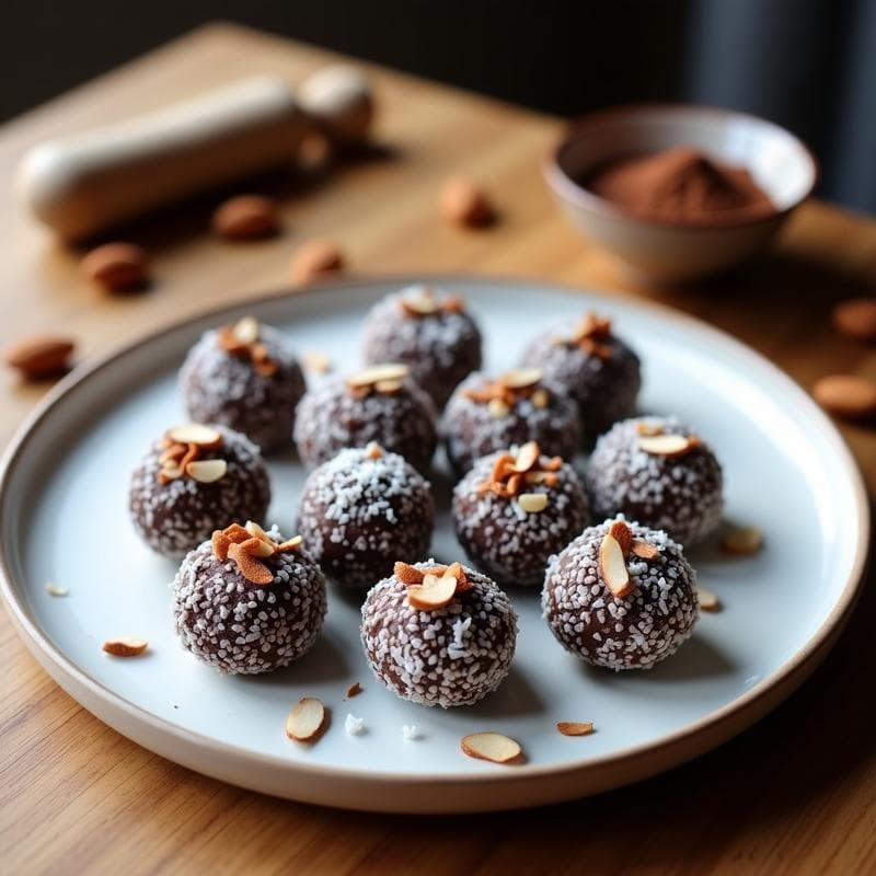 Bombones de Cacao y Almendras: Receta Alta en Proteína Sin Horno en 15 Minutos