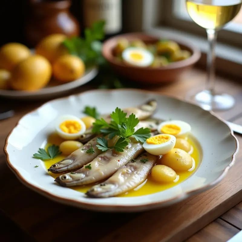 Boquerones en Vinagre con Patatas y Huevos Duros: Tapa Andaluza Refrescante