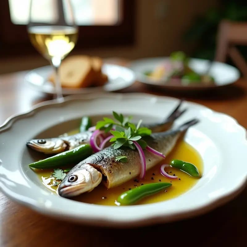 Boquerones en Vinagre con Pimientos Verdes: Tapa Andalusa Fresca y Sin Cocción