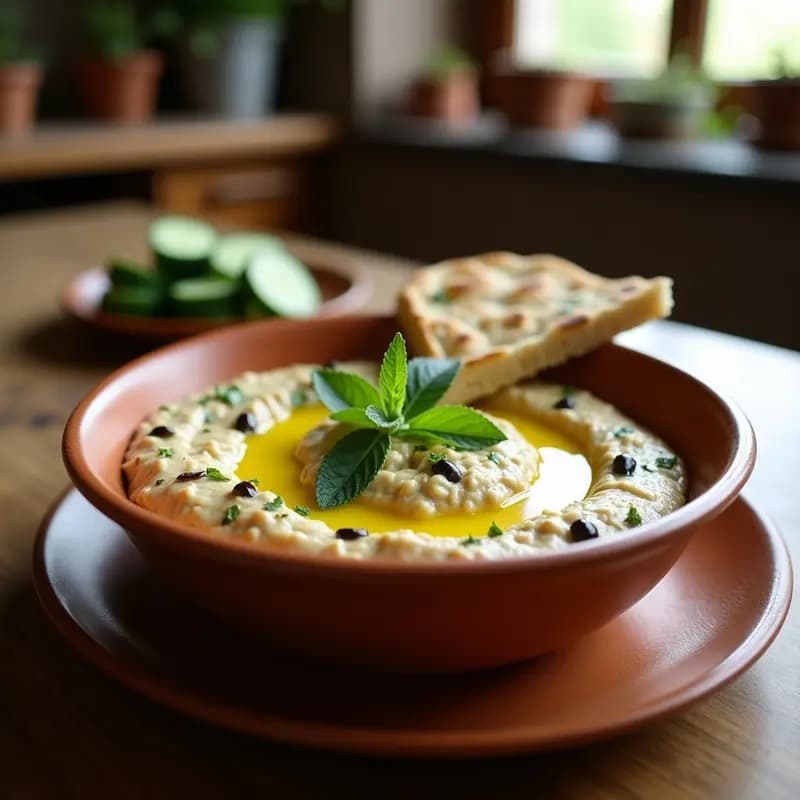 Borani de Berenjena: Dip Afgano de Yogur y Ajo con Toque de Menta