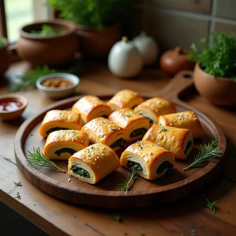 Börek de Espinacas y Feta: Receta Turca en Lámina de Yufka Crujiente al Horno