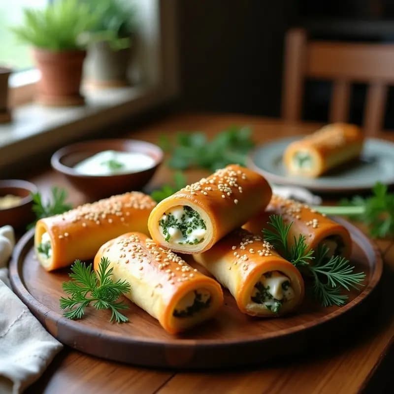 Börek de Queso y Hierbas: Empanada Turca en Hojaldre Filo al Horno