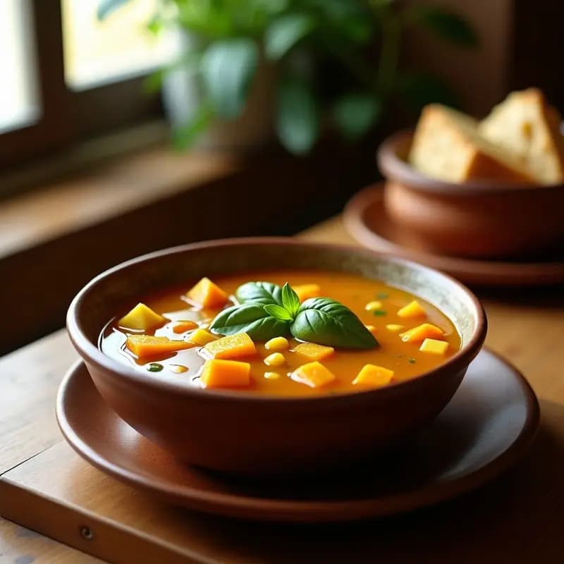 Bori Bori Paraguayo con Caldo de Verduras y Albahaca: Sopa Tradicional Sin Carnes