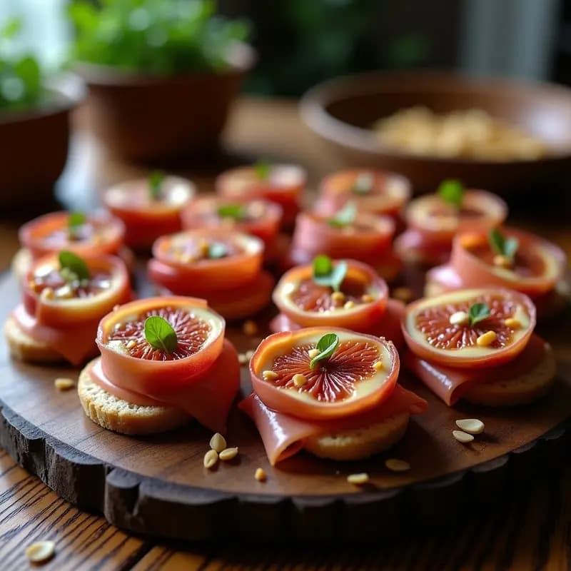Borrellini de Prosciutto y Higo Fresco: Canapé Italiano Dulce-Salado con Miel de Trufa