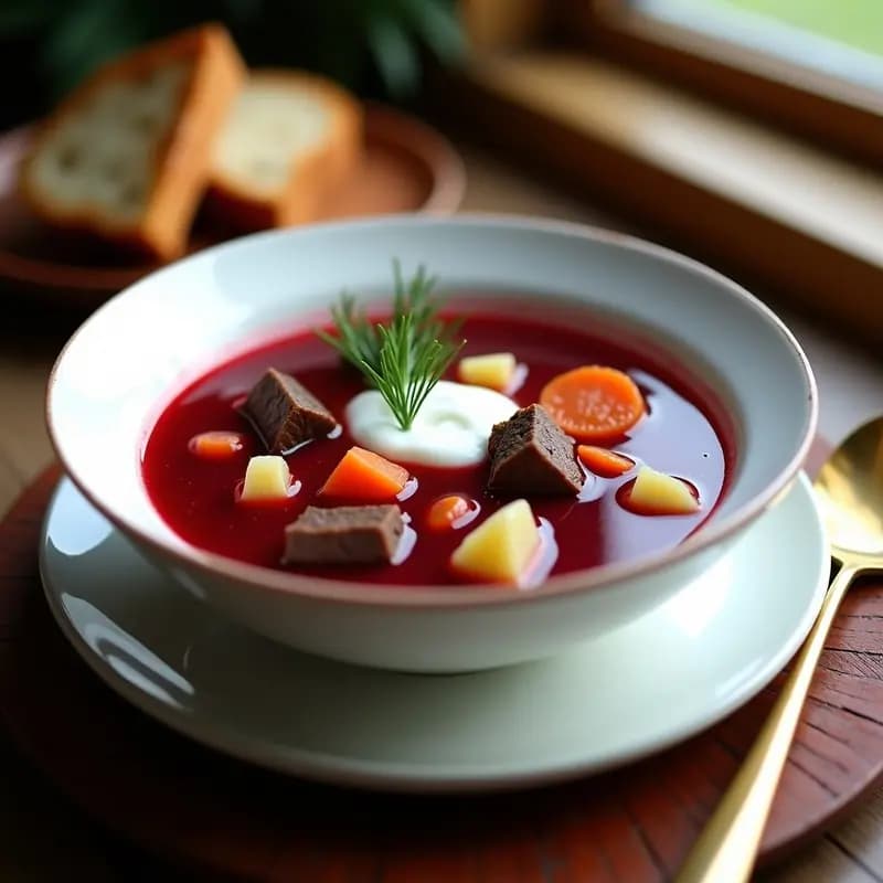 Borsch Ucraniano con Remolacha y Carne de Res: Receta Tradicional en Olla Lenta