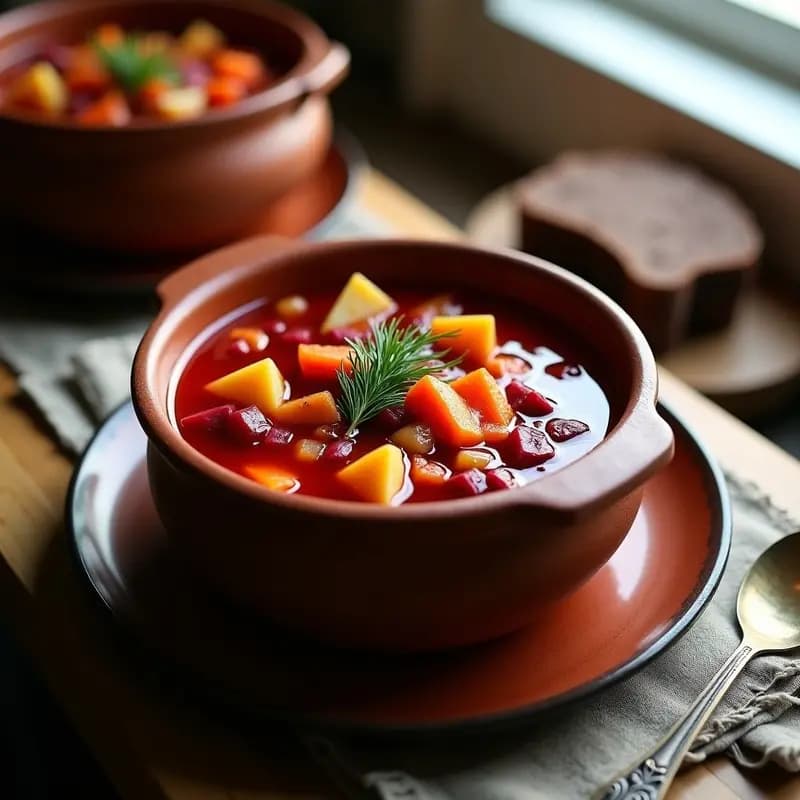Bтоборщ Ucrainiano con Remolacha y Repollo: Sopa Tradicional Vegana y Calentita