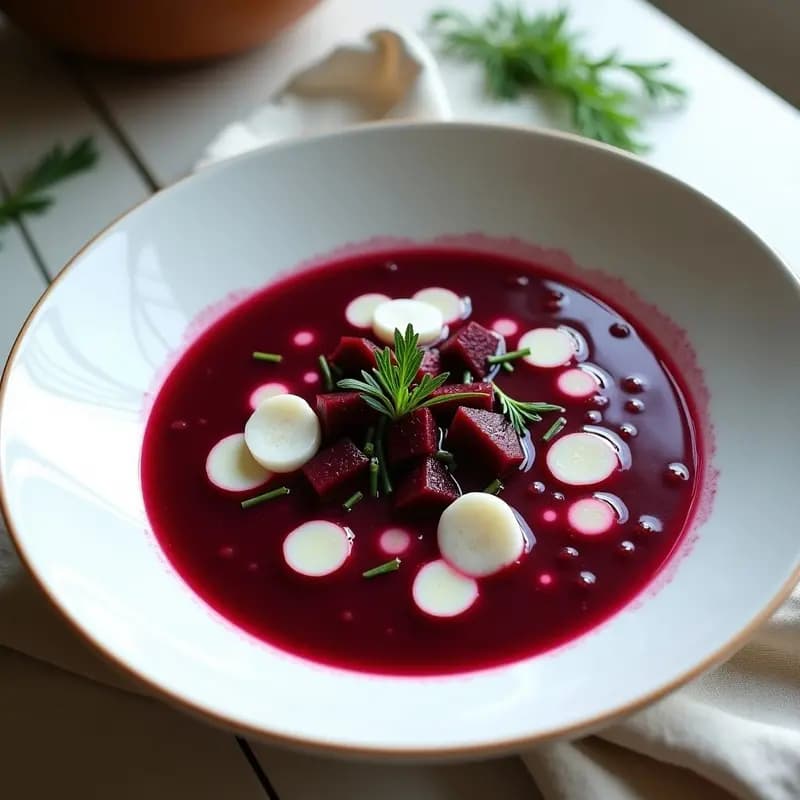 Borscht Frío de Remolacha y Rábano con Crema de Anacardos: Sopa Polaca para Verano