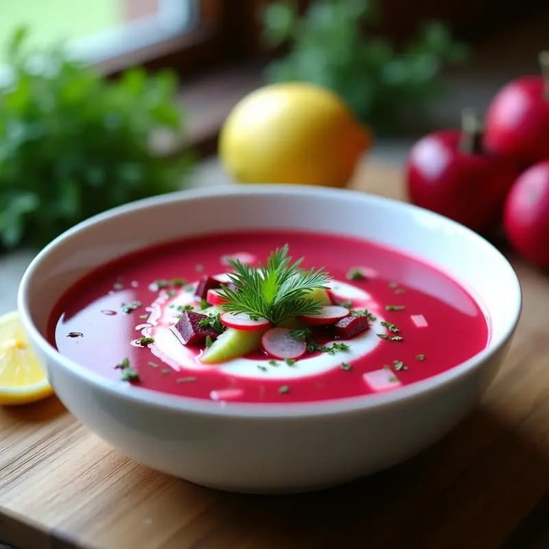 Borscht Frío de Remolacha y Rábanos con Crema de Eneldo: Receta Ucraniana Veraniega
