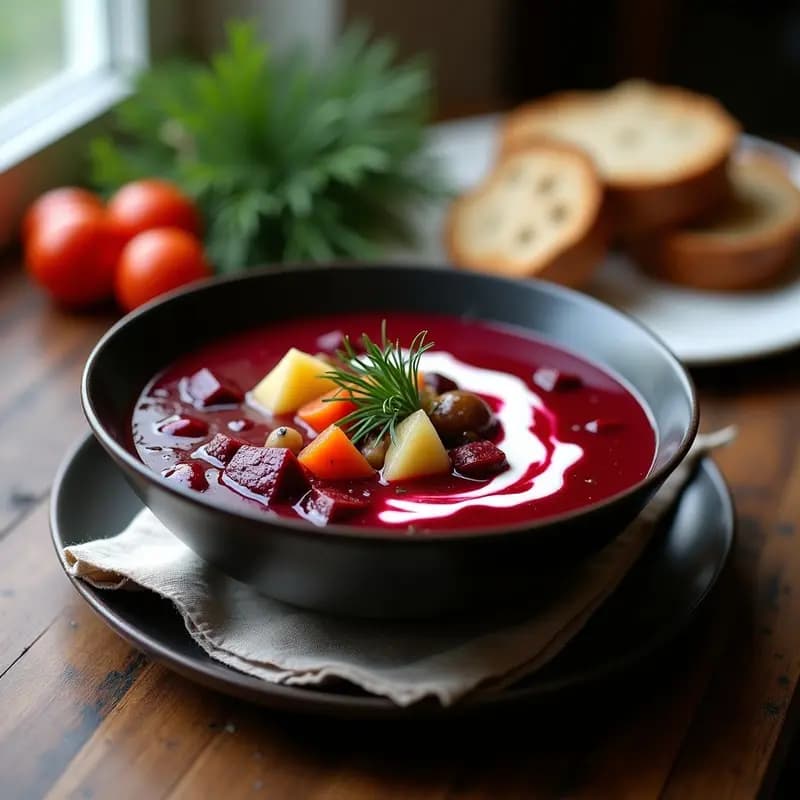 Borscht Lituano de Remolacha y Setas Silvestres: Receta Vegana y Alta en Hierro