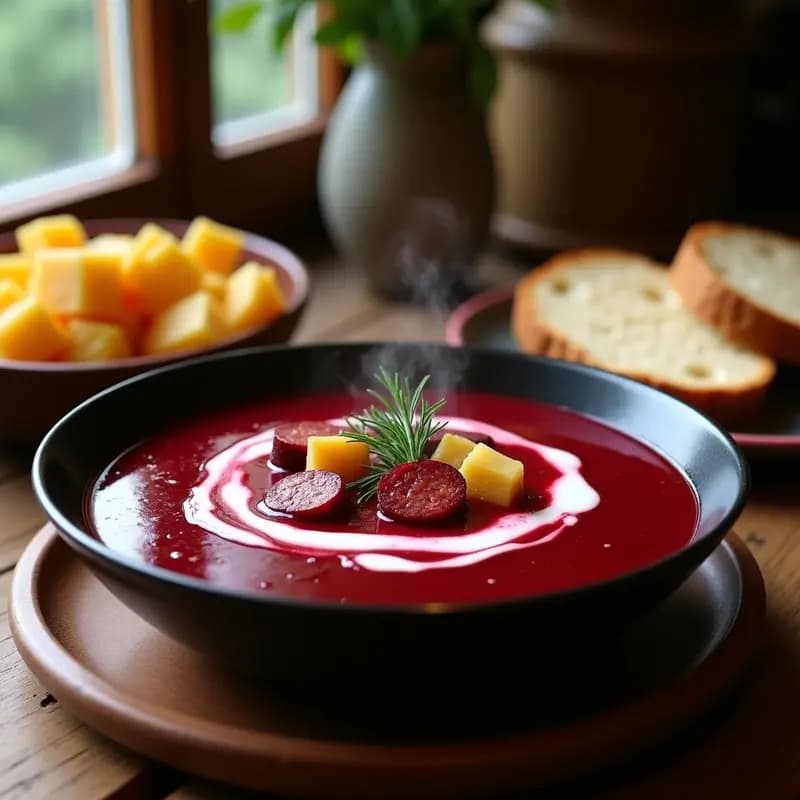 Borscht Polaco con Kolrabi y Chorizo: Sopa Invernal en Olla Rápida