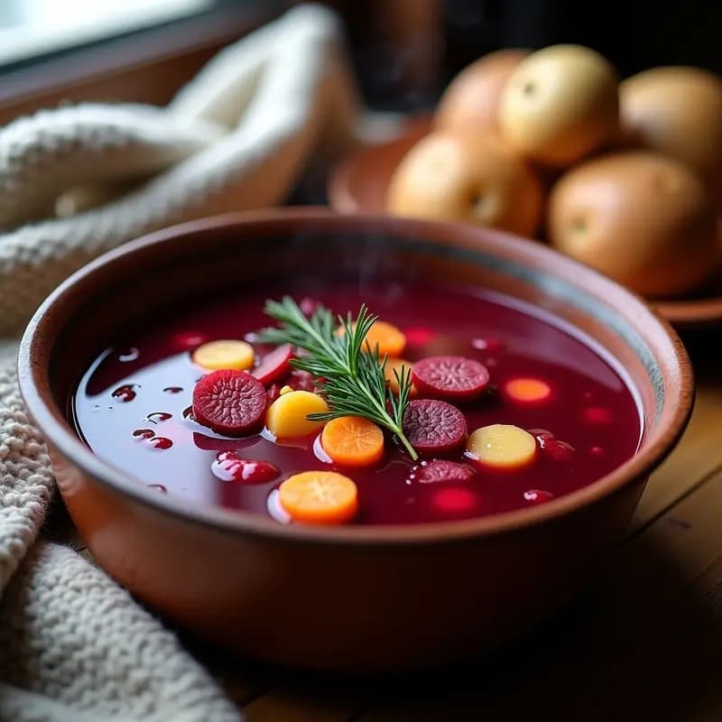Borscht Polaco con Remolacha y Chorizo: Sopa Caliente y Reconfortante en Invierno