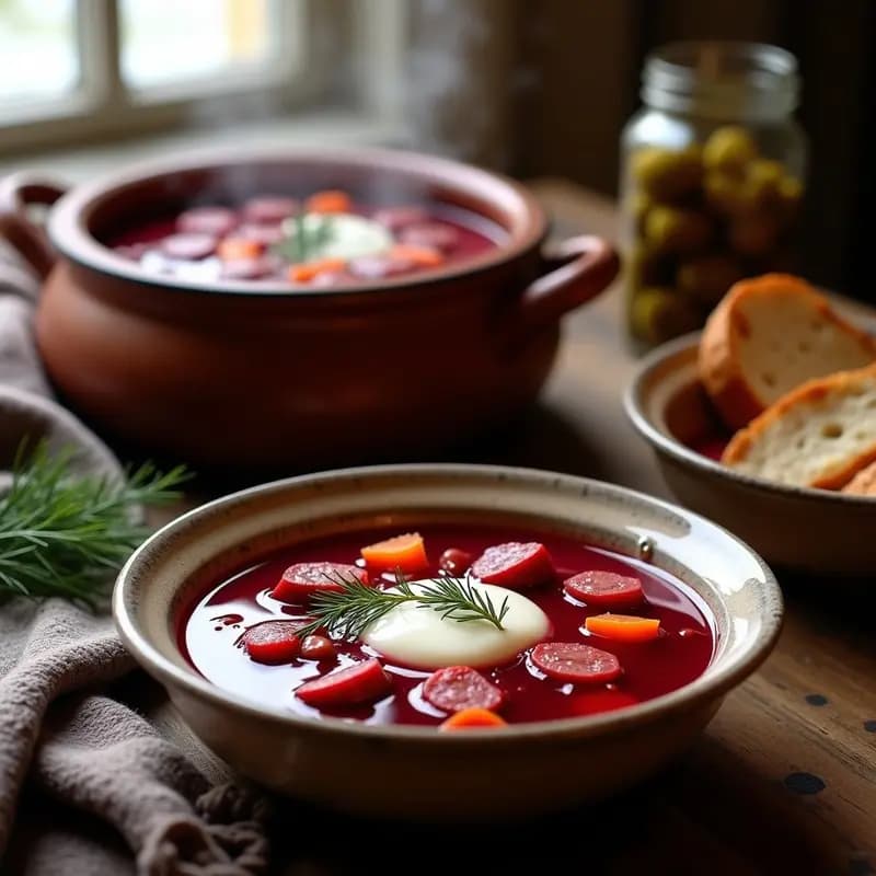 Borscht Polaco con Salchicha Kielbasa: Sopa Invernal Alta en Vitamina C