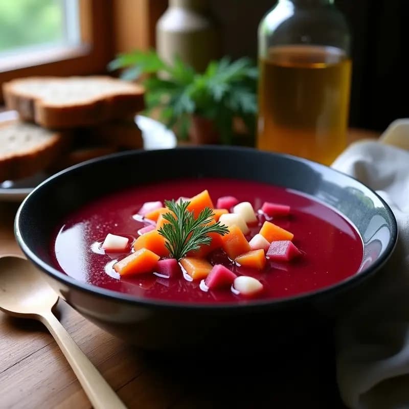 Borscht de Remolacha y Raíz de Apio: Sopa Ucraniana vegana y fermentada para el sistema inmune