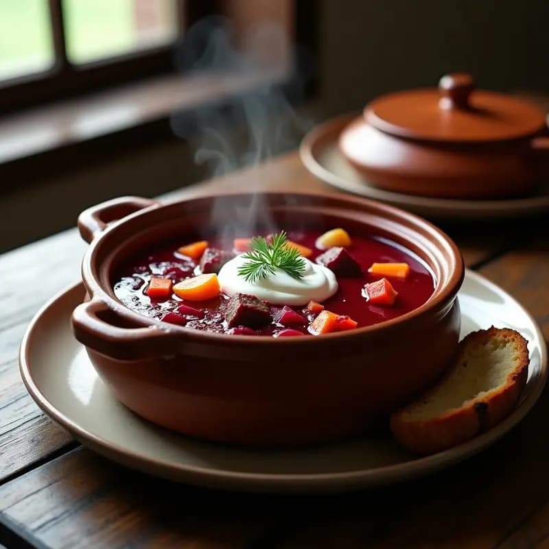 Borscht Ucraniano de Remolacha y Carne con Nata Ácida: Receta Tradicional Reconfortante