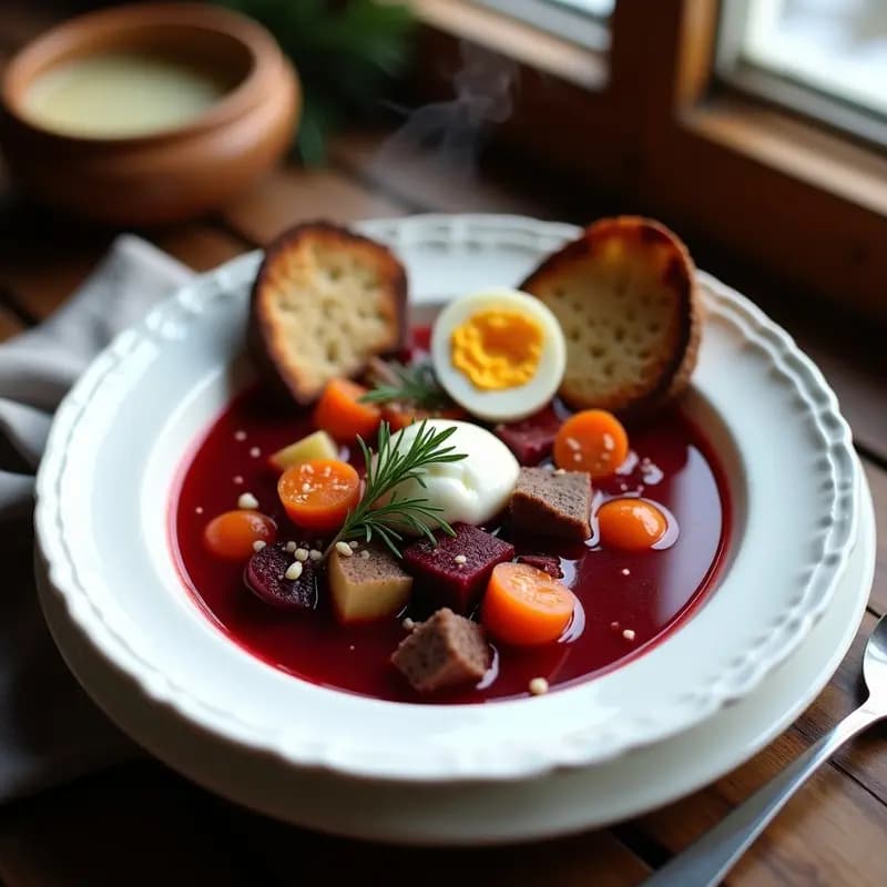 Borscht Rusa con Remolacha y Carne de Res: Sopa Reconfortante para el Invierno