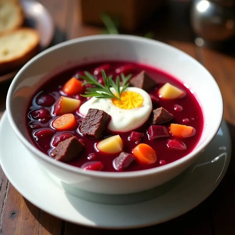 Borscht Ucraniano con Remolacha y Carne: Sopa Tradicional de Europa del Este