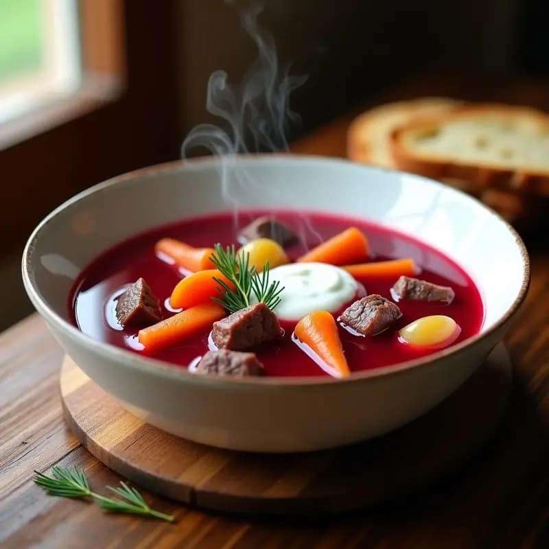Borscht Ucraniano: Sopa de Remolacha y Carne con Toque Ácido en Thermomix