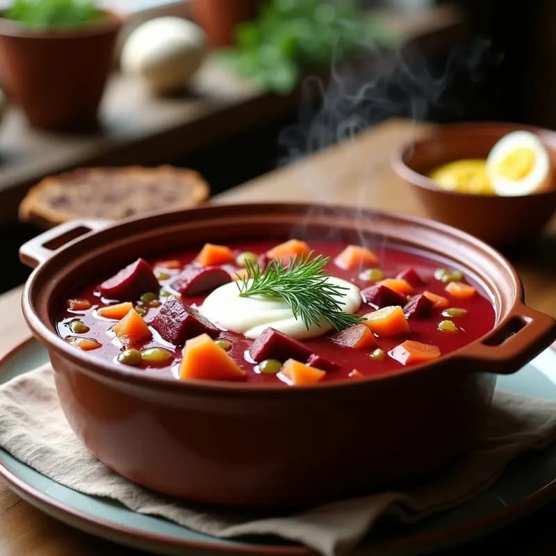 Borscht Ucraniano con Remolacha y Carne: Sopa Fría o Caliente para Todo el Año