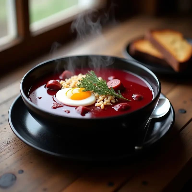 Borscht Ucraniano con Remolacha y Carnes Ahumadas: Sopa Caliente para Invierno