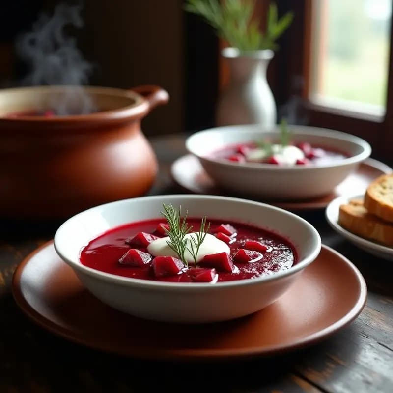 Borscht Ruso con Remolacha y Carnes Ahumadas: Sopa Reconfortante para el Frío