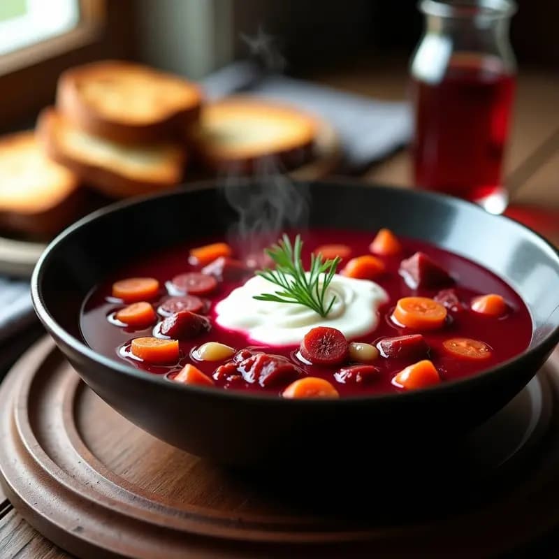 Borscht de Remolacha y Carnes Frías: Receta Ucraniana Clásica para el Invierno