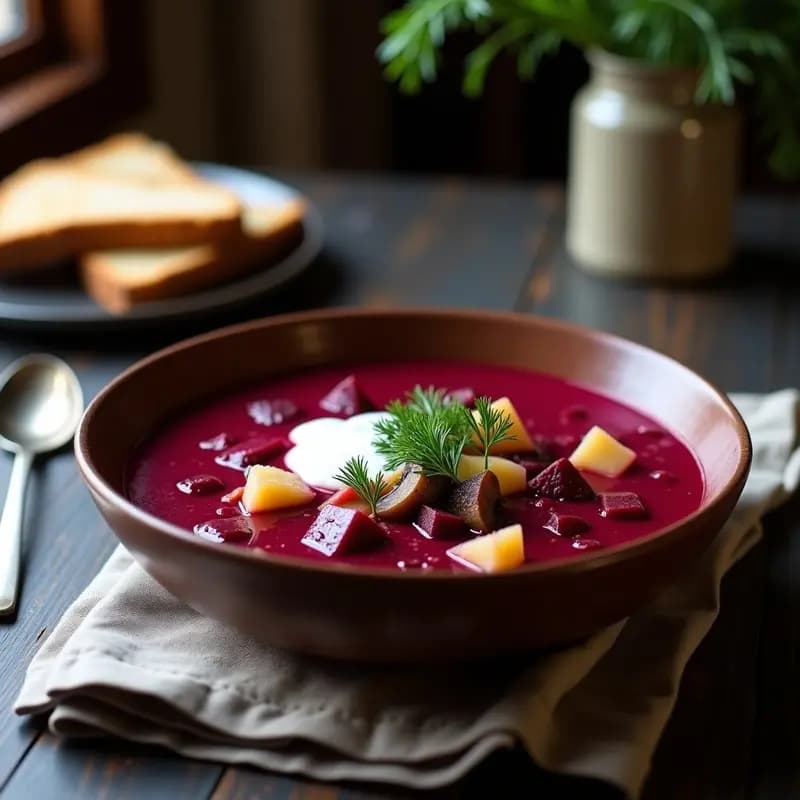 Borscht de Remolacha y Champiñones: Receta Ucraniana Vegana en Olla Exprés