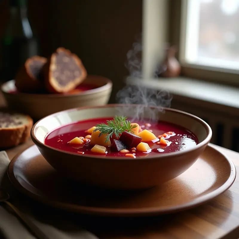Borscht Ucraniano con Remolacha y Chanchito Vegano: Sopa Invernal Sin Lácteos y Alta en Vitamina C