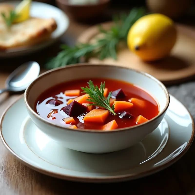 Borscht Ruso con Remolacha Dorada: Receta Tradicional Sin Lácteos y Detox