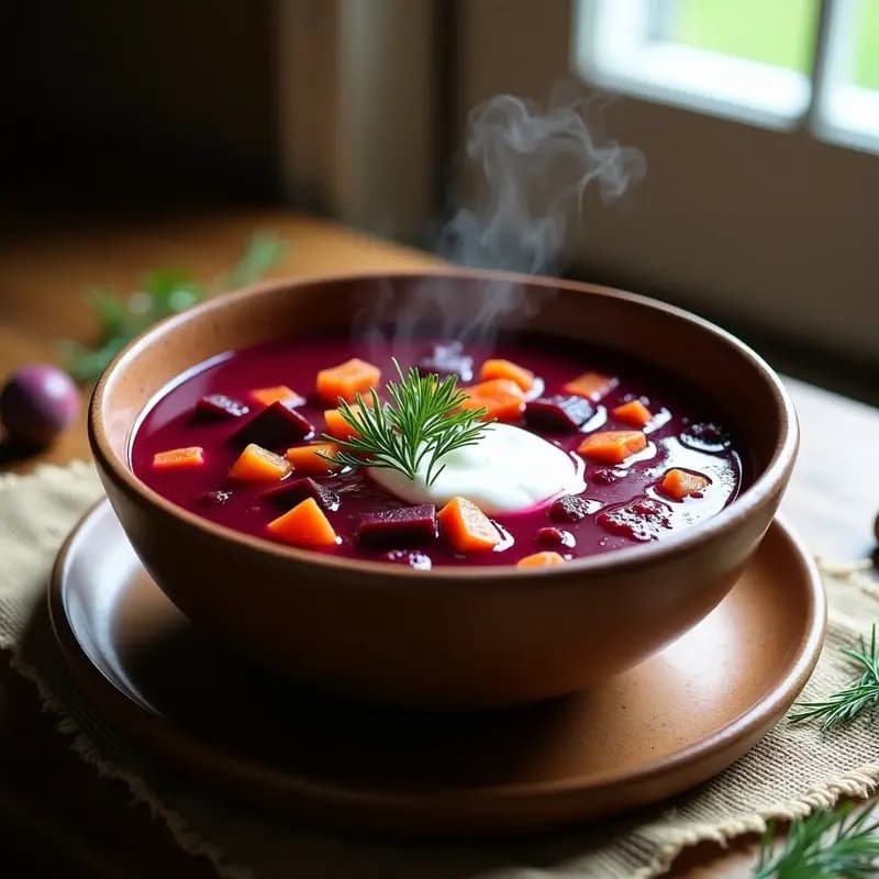 Borscht Ukrainiano con Remolacha y Eneldo: Sopa Depurativa y Sin Lactosa