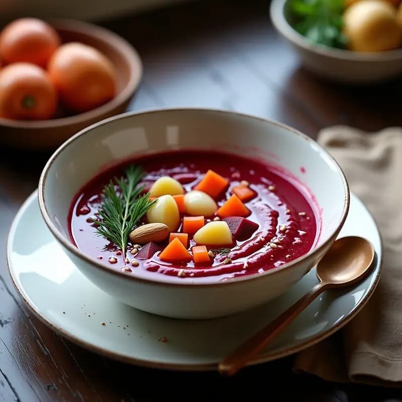 Borscht Ucraniano con Remolacha y Horchata de Almendras: Sopa Vegana y Depurativa