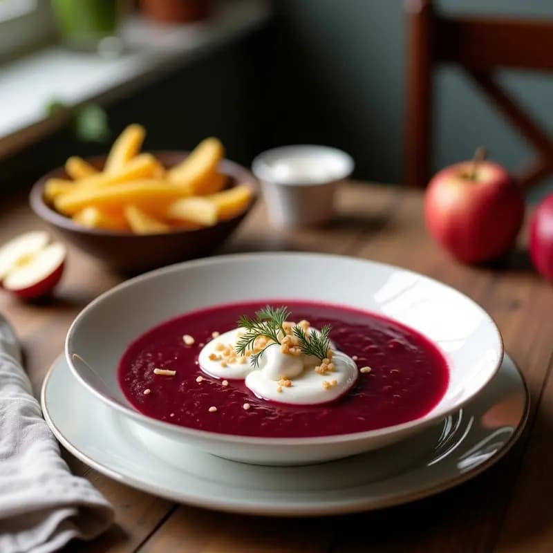 Borscht de Remolacha y Manzana con Crema de Coco: Receta Ucraniana Vegana en Thermomix