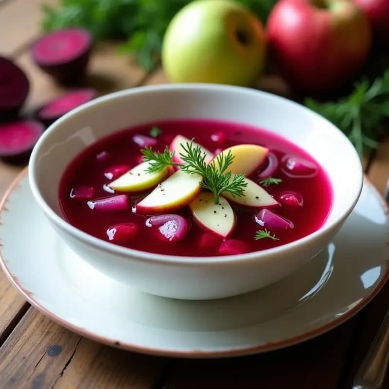 Borscht de Remolacha y Manzana: Sopa Ucraniana Fría con Toque Dulce y Ácido