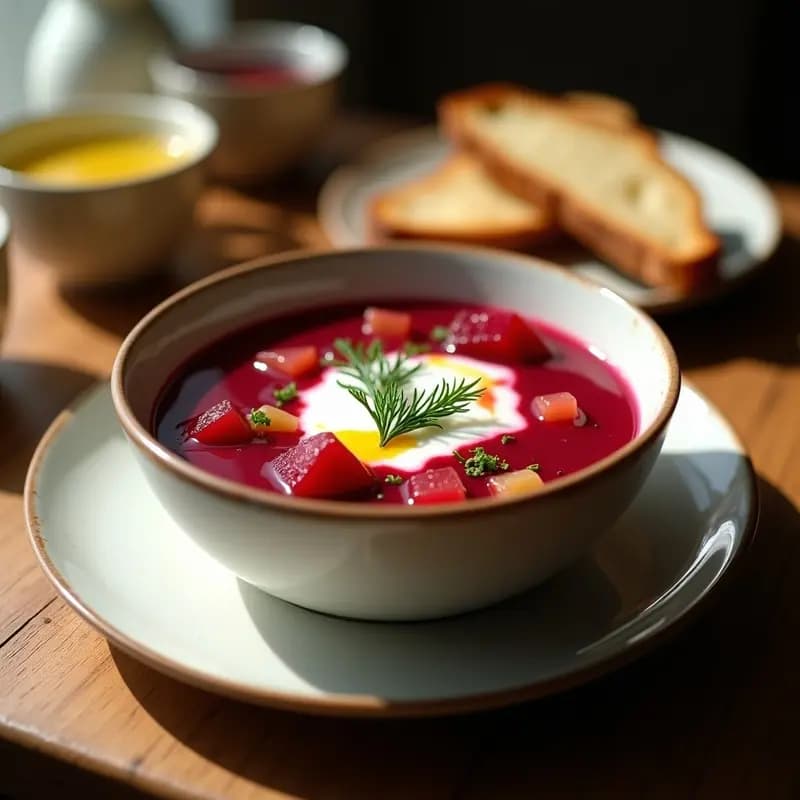 Borscht de Remolacha y Manzana con Sour Cream Vegano: Sopa Ucraniana deprisa