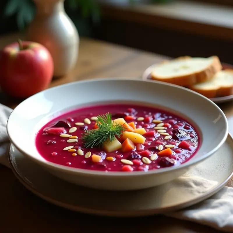 Borscht de Remolacha y Manzana: Sopa Rusa Vegana con Toque Afrutado