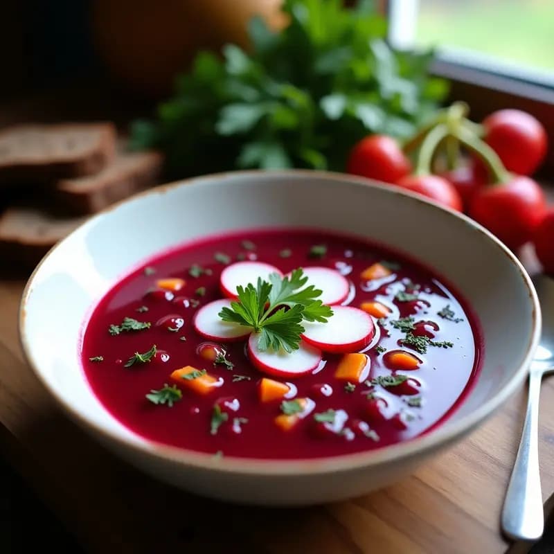 Borscht de Remolacha y Rábanos: Sopa Ucraniana Depurativa con Toque Picante