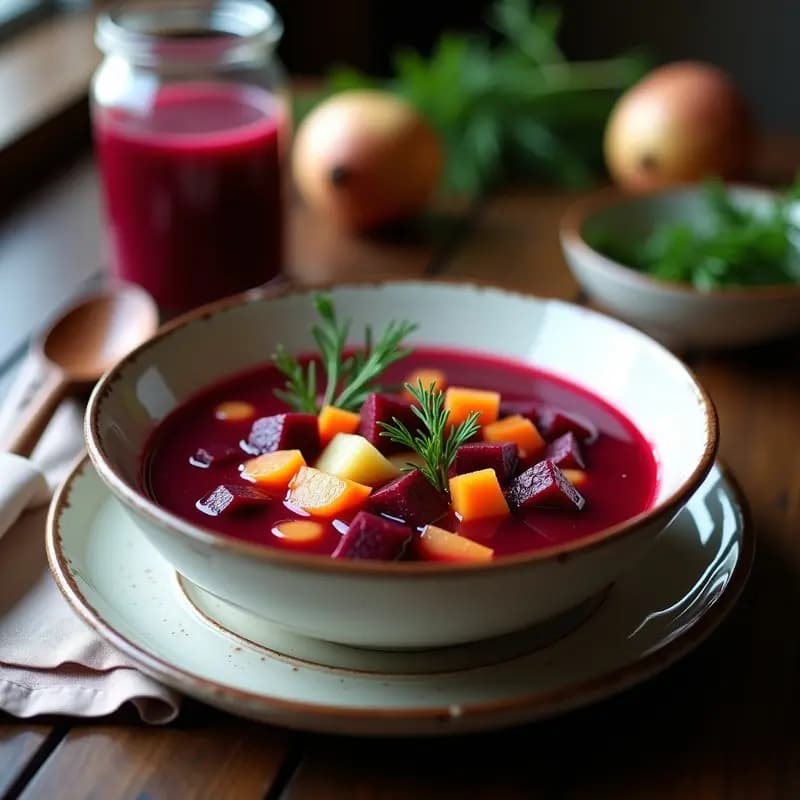 Borscht Ucraniano con Remolacha y Repollo Fermentado: Sopa Vegana y Probiótica