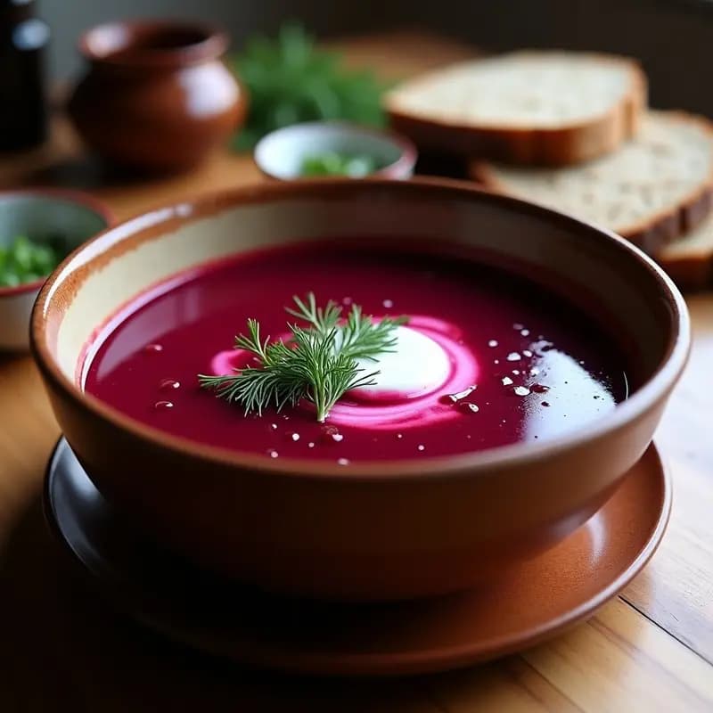 Borscht Ukrainiano con Remolacha y Repollo Morado: Receta Tradicional en Olla Lenta