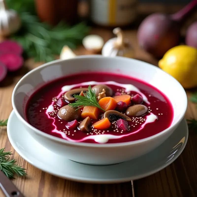 Borscht Ucraniano con Remolacha y Salsa de Ajo: Receta Fría o Caliente con Toque Ácido