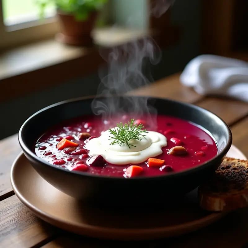 Borscht Ucraniano con Remolacha y Sour Cream de Anacardos: Sopa Vegana y Reconfortante