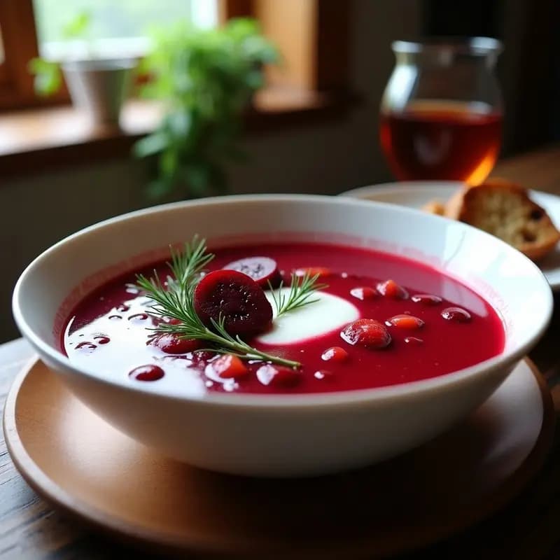Borscht Rojo con Remolacha y Tomate: Sopa Ucraniana Tradicional en Olla Rápida