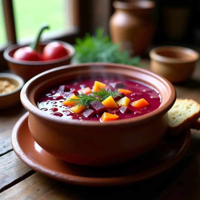 Borscht Polaco con Remolacha y Zanahoria: Sopa Reconfortante y Rica en Vitaminas