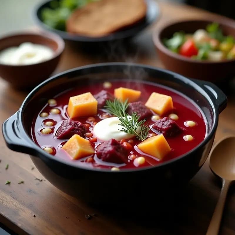 Borscht Ruso con Remolacha y Carne de Res: Receta de Sopa Caliente y Nutritiva en Olla