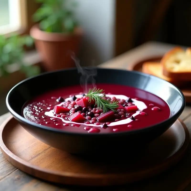 Borscht Ruso de Remolacha y Repollo: Sopa Caliente Vegana y Rica en Hierro