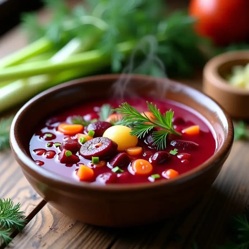 Borscht Ucraniano con Remolacha y Apio: Sopa Reconfortante y Alta en Vitaminas